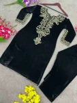 FANCY VELVET EMBROIDERY SEQUENCE WORK TOP BOTTOM SET FESTIVE WEAR WHOLESALE PRICE ETHNIC GARMENT (3)