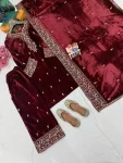 FANCY VELVET SEQUENCE & ZARI EMBROIDERY WORK TOP PALAZZO WITH DUPATTA FESTIVE WEAR WHOLESALE PRICE ETHNIC GARMENT (8)