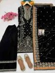 FANCY VELVET SEQUENCE & ZARI EMBROIDERY WORK TOP PALAZZO WITH DUPATTA WEDDING WEAR WHOLESALE PRICE ETHNIC GARMENT (6)