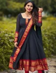 FANCY VICHITRA SILK PATTU ZARI BORDER WORK GOWN WITH DUPATTA BLACK