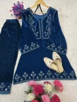 FANCY VISCOSE VELVET CODING THREAD EMBROIDERY WITH REAL MIRROR WORK CO-ORD SET FESTIVE WEAR WHOLESALE PRICE ETHNIC GARMENT (2)