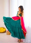 FASHIONABLE GEORGETTE CHIFFON PLAIN GOWN BOTTOM WITH DUPATTA WEDDING WEAR WHOLESALE PRICE ETHNIC GARMENT (3)