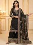 LATEST JIMMY CHOO SEQUENCE WITH DIAMOND & MOTI WORK HAND WORK TOP PALAZZO WITH DUPATTA BLACK