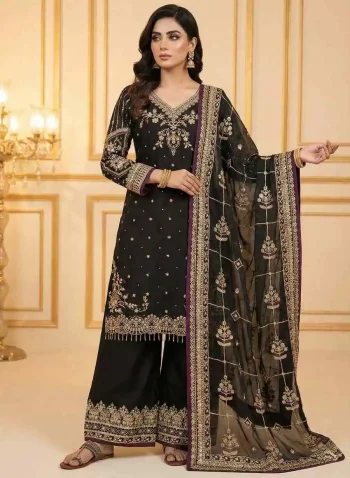 LATEST JIMMY CHOO SEQUENCE WITH DIAMOND & MOTI WORK HAND WORK TOP PALAZZO WITH DUPATTA BLACK