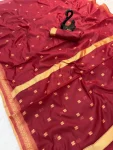 LATEST LINEN COTTON WEAVING WORK SAREE WITH UNSTITCHED BLOUSE DAILY WEAR WHOLESALE PRICE ETHNIC GARMENT (9)