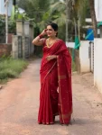 LATEST LINEN COTTON WEAVING WORK SAREE WITH UNSTITCHED BLOUSE DAILY WEAR WHOLESALE PRICE ETHNIC GARMENT (9)