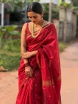 LATEST LINEN COTTON WEAVING WORK SAREE WITH UNSTITCHED BLOUSE DAILY WEAR WHOLESALE PRICE ETHNIC GARMENT (9)