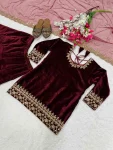 LATESTVELVET EMBROIDERY MULTI NEEDLE SEQUENCE WORK TOP PALAZZO WITH DUPATTA WEDDING WEAR WHOLESALE PRICE ETHNIC GARMENT (3)