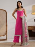 MODERN BITALIAN PRINTED LACE WORK TOP PALAZZO WITH DUPATTA PINK