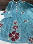 MODERN CHANDERI COTTON EMBROIDERY WORK TOP BOTTOM WITH DUPATTA FESTIVE WEAR WHOLESALE PRICE ETHNIC GARMENT (3)