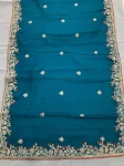 MODERN CHIFFON SILK EMBROIDERY WITH PIPING BORDER WORK SAREE WITH UNSTITCHED BLOUSE WEDDING WEAR WHOLESALE PRICE ETHNIC GARMENT (5)