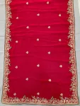 MODERN CHIFFON SILK EMBROIDERY WITH PIPING BORDER WORK SAREE WITH UNSTITCHED BLOUSE WEDDING WEAR WHOLESALE PRICE ETHNIC GARMENT (2)