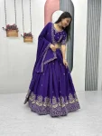 MODERN CHINON EMBROIDERY THREAD WORK LEHENGA CHOLI WITH DUPATTA WEDDING WEAR WHOLESALE PRICE ETHNIC GARMENT (21)
