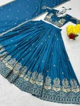 MODERN CHINON EMBROIDERY THREAD WORK LEHENGA CHOLI WITH DUPATTA WEDDING WEAR WHOLESALE PRICE ETHNIC GARMENT (22)