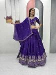 MODERN CHINON EMBROIDERY THREAD WORK LEHENGA CHOLI WITH DUPATTA WEDDING WEAR WHOLESALE PRICE ETHNIC GARMENT (21)