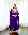 MODERN CHINON SILK ZARI, THREAD & SEQUENCE EMBROIDERY WORK GOWN BOTTOM WITH DUPATTA WEDDING WEAR WHOLESLAE PRICE ETHNIC GARMENT (2)