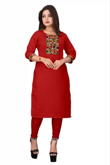 MODERN COTTON EMBROIDERY WORK RED