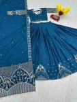 MODERN CREPE SILK EMBROIDERY THREAD WORK LEHENGA CHOLI WITH DUPATTA FESTIVE WEAR WHOLESALE PRICE ETHNIC GARMENT (4)