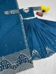 MODERN CREPE SILK EMBROIDERY THREAD WORK LEHENGA CHOLI WITH DUPATTA FESTIVE WEAR WHOLESALE PRICE ETHNIC GARMENT (4)
