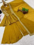 MODERN CRUNCHY SILK EMBROIDERY SEQUENCE WORK TOP PALAZZO WITH DUPATTA PARTY WEAR WHOLESALE PRICE ETHNIC GARMENT (2)