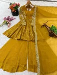 MODERN CRUNCHY SILK EMBROIDERY SEQUENCE WORK TOP PALAZZO WITH DUPATTA PARTY WEAR WHOLESALE PRICE ETHNIC GARMENT (2)
