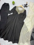 MODERN FRENCH CREPE EMBROIDERY WORK ANARKALI GOWN BOTTOM WITH DUPATTA FESTIVE WEAR WHOLESALE PRICE ETHNIC GARMENT (12)