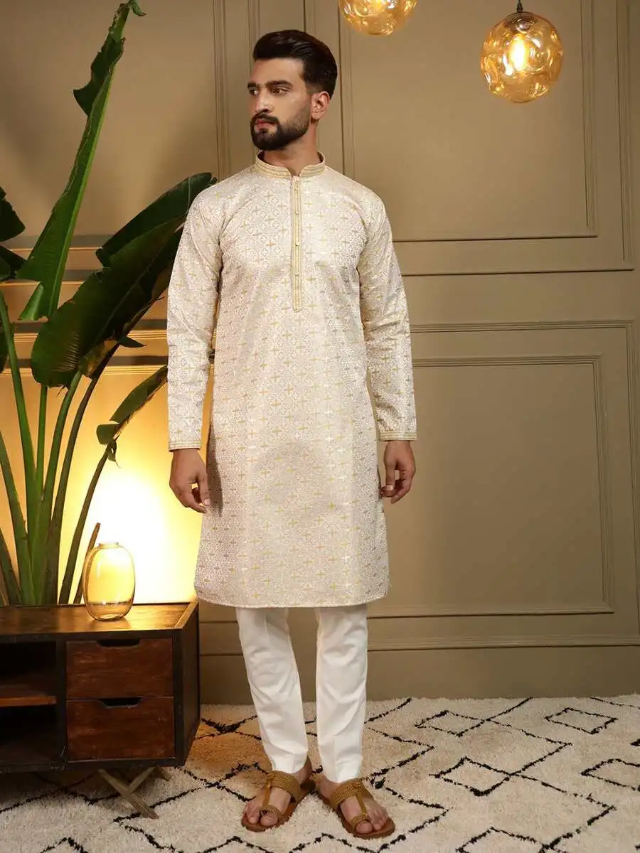 MODERN JACQUARD KURTA PAYJAMA FESTIVE WEAR WHOLESALE PRICE ETHNIC GARMENT (23)