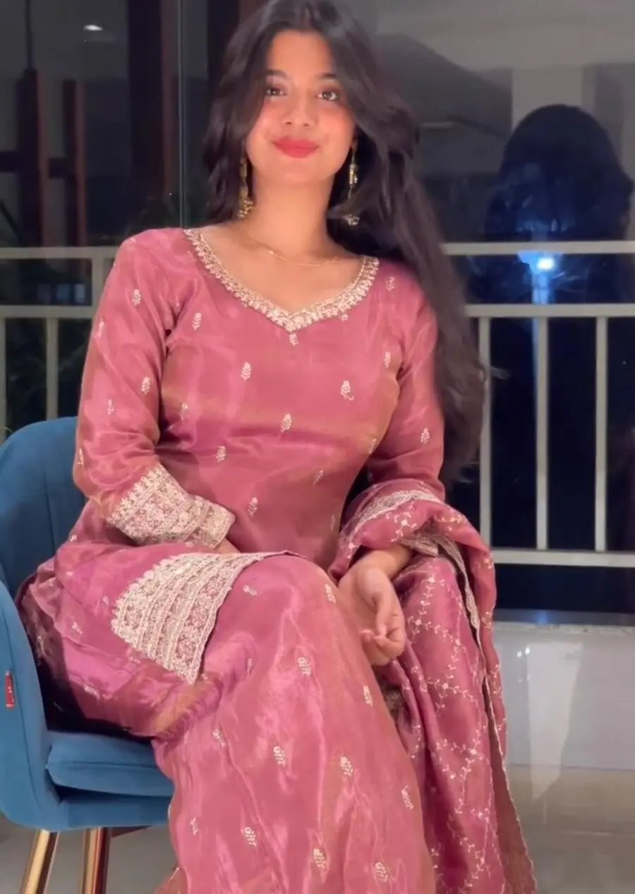 MODERN JIMMY CHOO SILK EMBROIDERY AND SEQUENCE WORK TOP PALAZZO WITH DUPATTA FESTIVE WEAR WHOLESALE PRICE ETHNIC GARMENT (4)