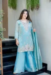 MODERN JIMMY CHOO SILK EMBROIDERY SEQUENCE WORK TOP PALAZZO WITH DUPATTA FESTIVE WEAR WHOLESALE PRICE ETHNIC GARMENT (20)