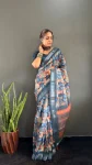 MODERN LINEN SILK DIGITAL PRINT WORK SAREE WITH UNSTITCHED BLOUSE FESTIVE WEAR WHOLESALE PRICE ETHNIC GARMENT (2)