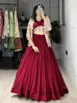 MODERN PLAIN LEHENGA WITH FOIL PRINTED PATTERN WORK CHOLI AND KOTI PARTY WEAR WHOLESALE PRICE ETHNIC GARMENT (7)