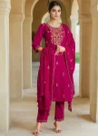 MODERN ROMAN EMBROIDERY WORK TOP BOTTOM WITH DUPATTA PINK
