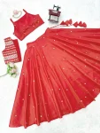MODERN SHIMMER SILK THREAD WITH 9MM SEQUENCE WORK LEHENGA CHOLI WITH KOTI PARTY WEAR WHOLESALE PRICE ETHNIC GARMENT (2)