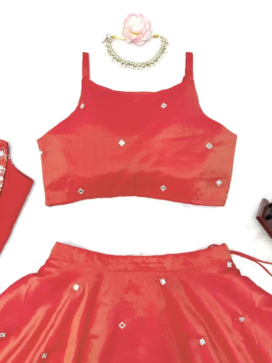 MODERN SHIMMER SILK THREAD WITH 9MM SEQUENCE WORK LEHENGA CHOLI WITH KOTI PARTY WEAR WHOLESALE PRICE ETHNIC GARMENT (18)