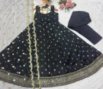 MODERN SILK SEQUENCE & THREAD EMBROIDERY WORK ANARKALI GOWN BOTTOM WITH DUPATTA FESTIVE WEAR WHOLESALE PRICE ETHNIC GARMENT (2)