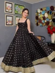 MODERN SILK SEQUENCE & THREAD EMBROIDERY WORK ANARKALI GOWN BOTTOM WITH DUPATTA BLACK