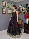MODERN SILK SEQUENCE & THREAD EMBROIDERY WORK ANARKALI GOWN BOTTOM WITH DUPATTA FESTIVE WEAR WHOLESALE PRICE ETHNIC GARMENT (2)