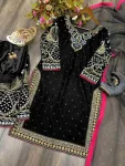 MODERN VELVET CODING SEQUENCE EMBROIDERY WORK TOP PALAZZO WITH DUPATTA WEDDING WEAR WHOLESALE PRICE ETHNIC GARMENT (5)