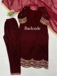 MODERN VELVET EMBROIDERY WORK TOP BOTTOM WITH DUPATTA FESTIVE WEAR WHOLESALE PRICE ETHNIC GARMENT (2)