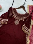 MODERN VELVET EMBROIDERY WORK TOP BOTTOM WITH DUPATTA FESTIVE WEAR WHOLESALE PRICE ETHNIC GARMENT (2)