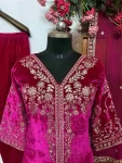MODERN VELVET SEQUENCE EMBROIDERY WORK TOP BOTTOM WITH DUPATTA FESTIVE WEAR WHOLESALE PRICE ETHNIC GARMENT (4)