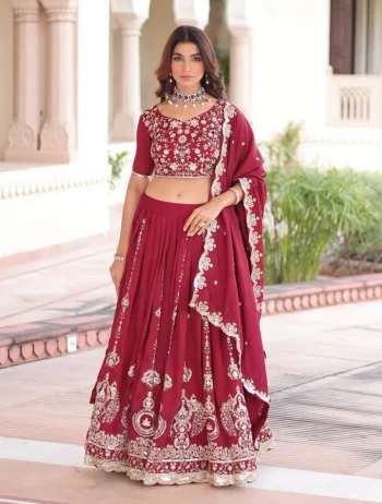 MODERN VICHITRA SILK SEQUENCE & THREAD EMBROIDERED WORK LEHENGA CHOLI WITH DUPATTA RANI