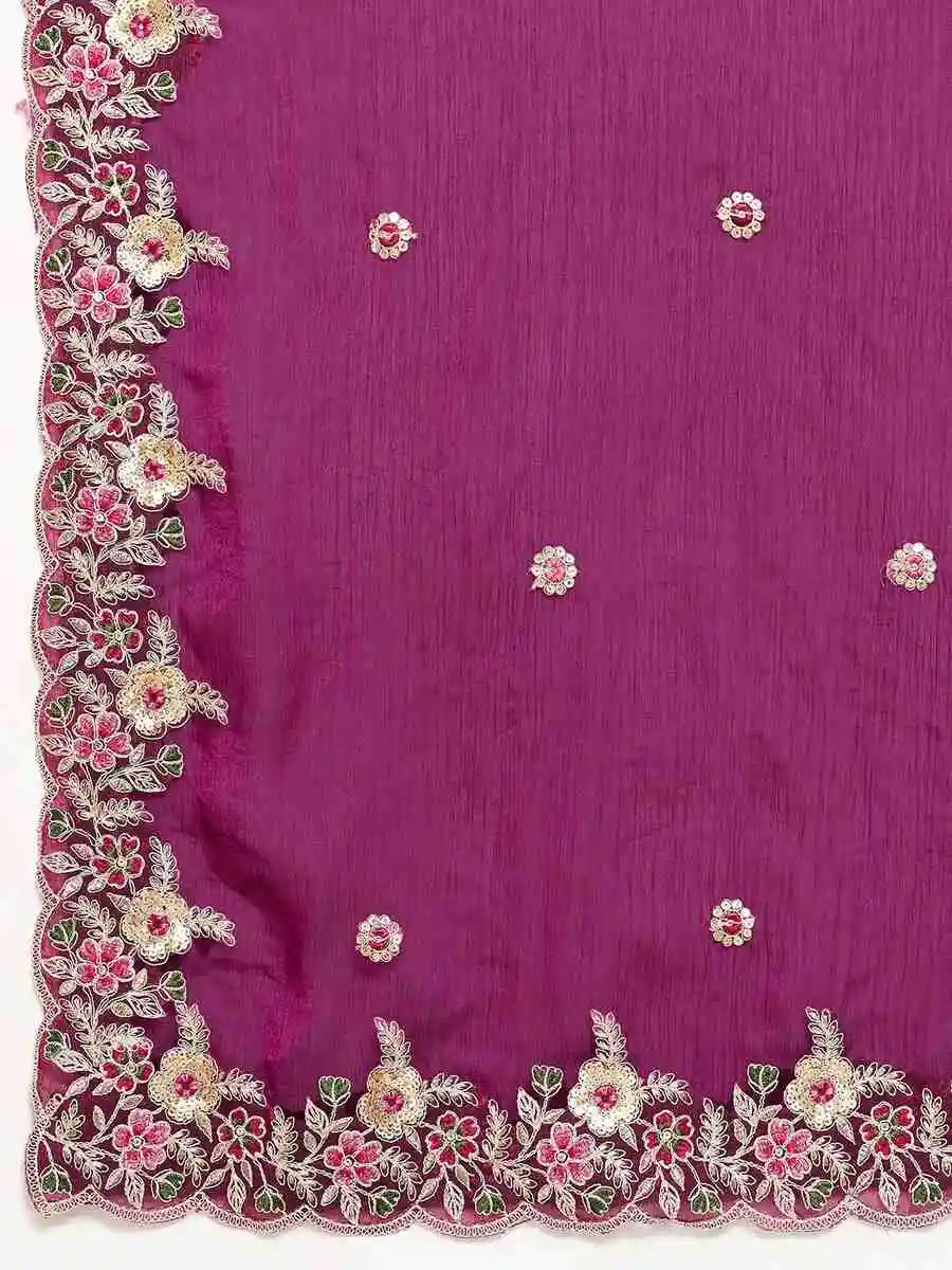 MOST PICKED SPACE SILK EMBROIDERY CUTWORK WORK AARC BORDER WORK SAREE WITH UNSTITCHED BLOUSE WEDDING WEAR WHOLESALE PRICE ETHNIC GARMENT (8)