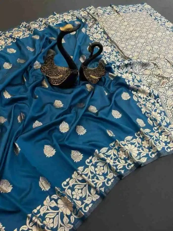 NEW ARRIVAL BANARASI SILK GOLDEN ZARI WEAVING WORK SAREE WITH UNSTITCHED BLOUSE RAMA