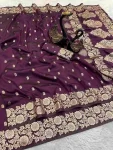 NEW ARRIVAL BANARASI SILK GOLDEN ZARI WEAVING WORK SAREE WITH UNSTITCHED BLOUSE WINE