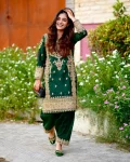 NEW ARRIVAL CHINON SEQUENCE EMBROIDERY WORK TOP PALAZZO WITH DUPATTA GREEN