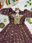 NEW ARRIVAL COSMOS JACQUARD PRINT WITH CODING SEQUENCE EMBROIDERY LACE WORK GOWN FESTIVE WEAR WHOLESALE PRICE ETHNIC GARMENT (3)