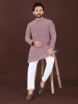 NEW ARRIVAL COTTON BLEND HANDCRAFTED LUCKHNAWI CHIKANKARI WORK MEN’S KURTA PAYJAMA FESTIVE WEAR WHOLESALE PRICE ETHNIC GARMENT (11)