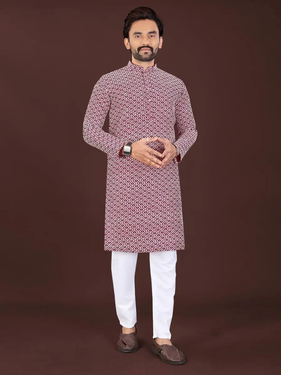 NEW ARRIVAL COTTON BLEND HANDCRAFTED LUCKHNAWI CHIKANKARI WORK MEN'S KURTA PAYJAMA FESTIVE WEAR WHOLESALE PRICE ETHNIC GARMENT (11)