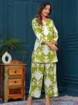 NEW ARRIVAL COTTON DIGITAL PRINT WORK CO-ORD SET PARROT GREEN